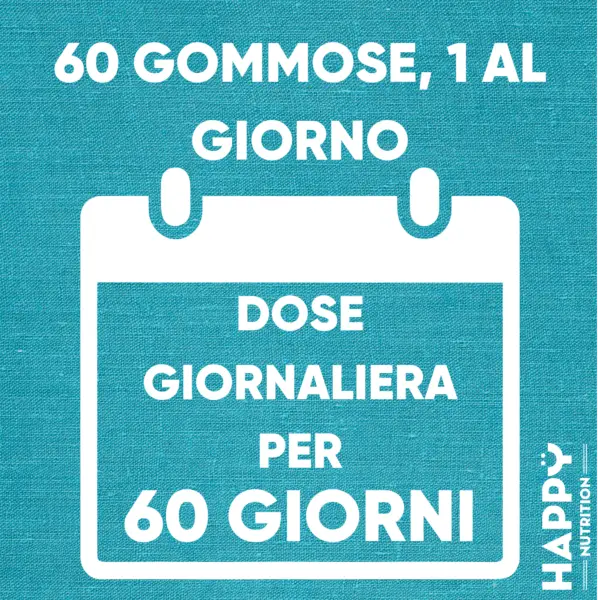 Caramelle Gommose alla Biotina di Happy Nutrition al gusto anguria, con dettagli sul dosaggio quotidiano di biotina e i suoi benefici